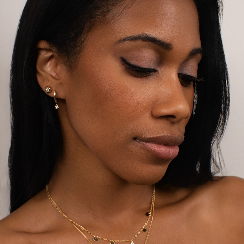 Main Image 4 of KLEORA AURORA Modern Electrum™ Miracle Plate Diamond Sphere Stud Earrings