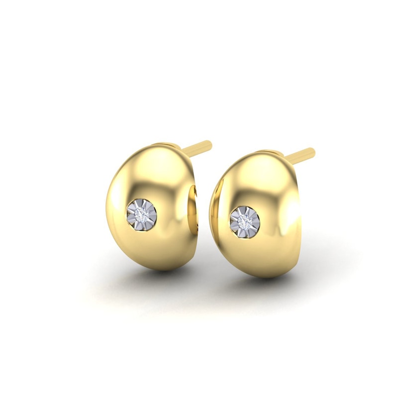 Main Image 2 of KLEORA AURORA Modern Electrum™ Miracle Plate Diamond Half Hoop Earrings