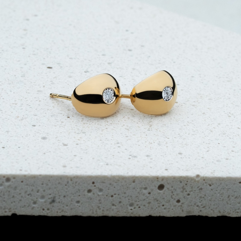 Main Image 3 of KLEORA AURORA Modern Electrum™ Miracle Plate Diamond Half Hoop Earrings