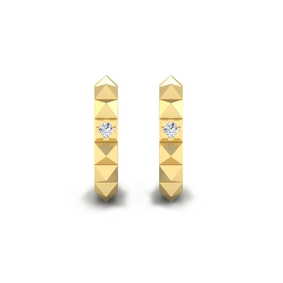 KLEORA PYRAMID Modern Electrum Diamond Pyramid Hoop Earrings