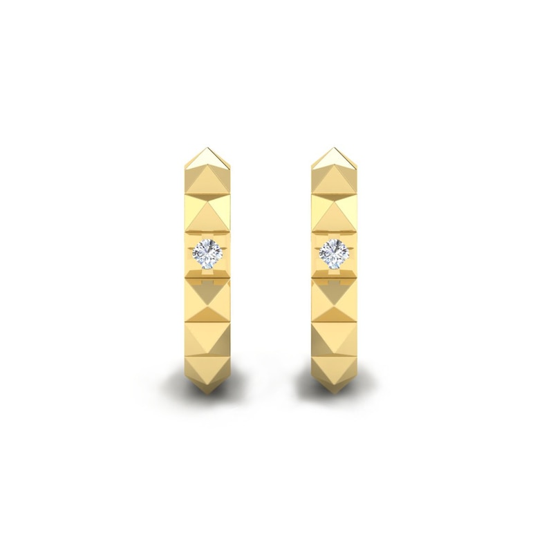 Main Image 1 of KLEORA PYRAMID Modern Electrum™ Diamond Pyramid Hoop Earrings