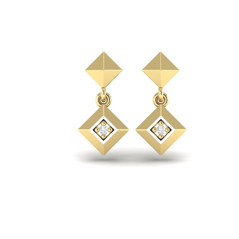 Main Image 1 of KLEORA PYRAMID Modern Electrum™ Diamond Pyramid Drop Earrings