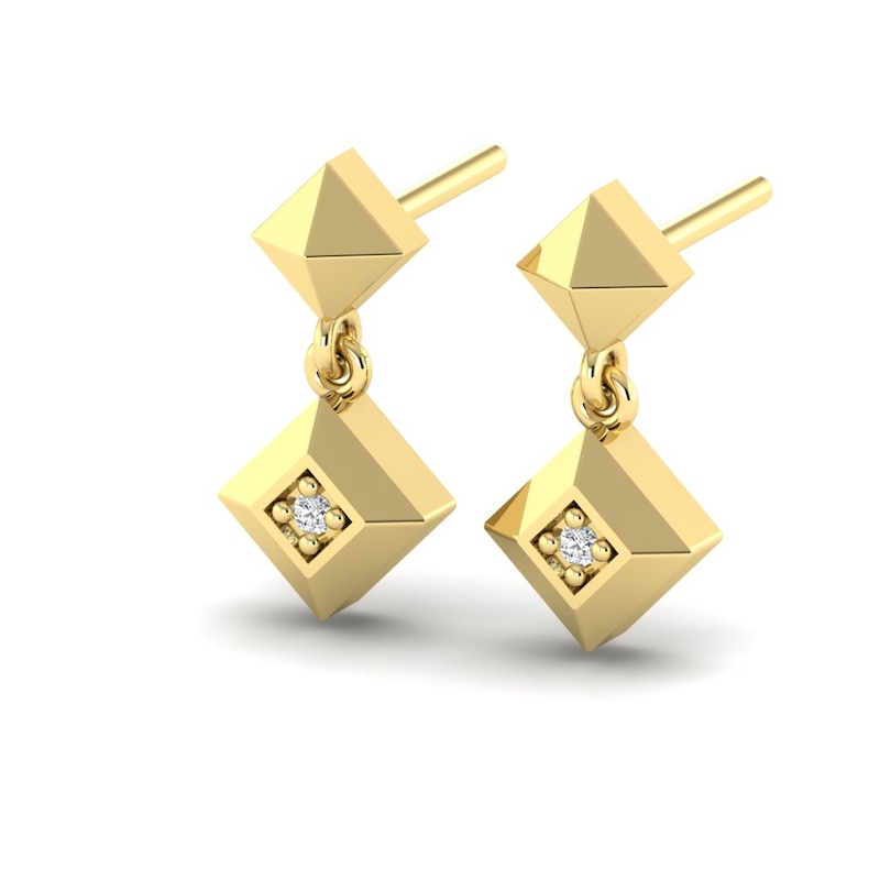Main Image 2 of KLEORA PYRAMID Modern Electrum™ Diamond Pyramid Drop Earrings