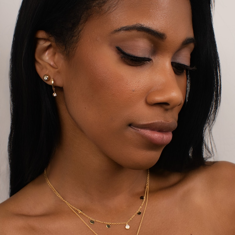 Main Image 3 of KLEORA AURORA Modern Electrum™ Miracle Plate Diamond Droplet Hoop Earrings