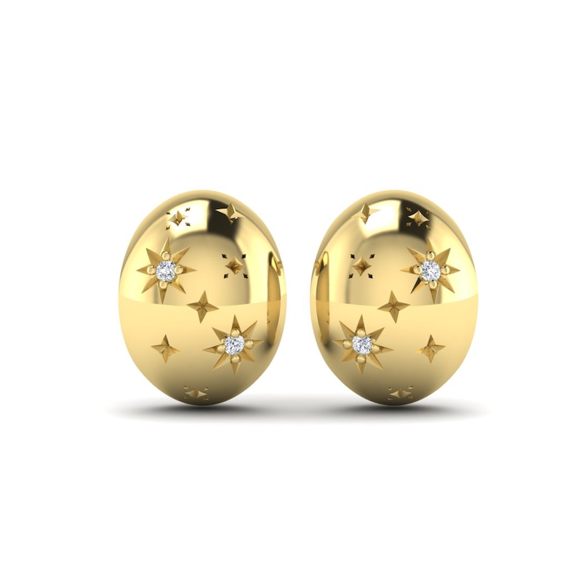 Main Image 1 of KLEORA AURORA Modern Electrum™ Diamond Star Burst Half Hoop Earrings