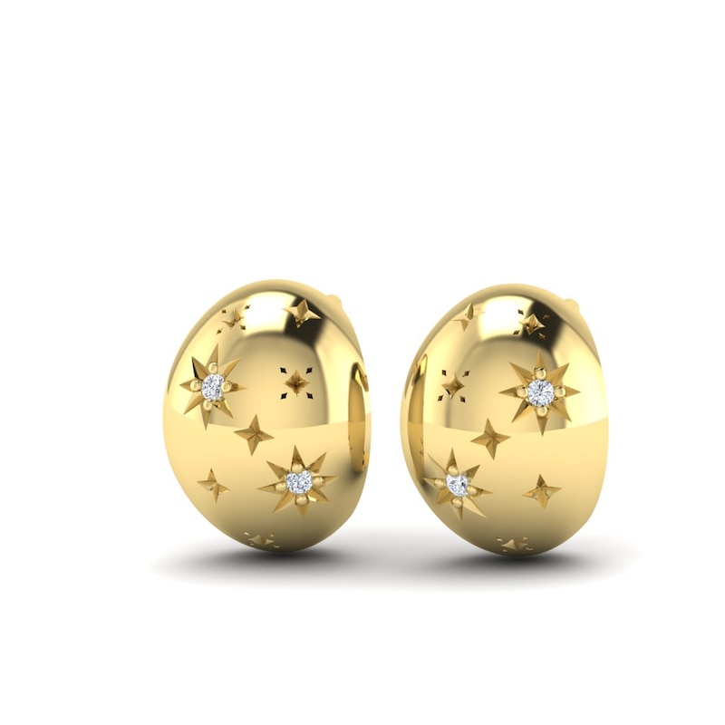 Main Image 2 of KLEORA AURORA Modern Electrum™ Diamond Star Burst Half Hoop Earrings