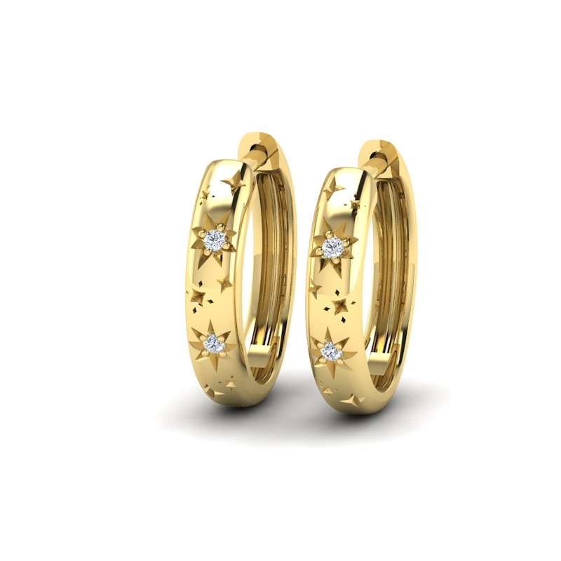 Main Image 1 of KLEORA AURORA Modern Electrum™ Diamond Star Burst Hoop Earrings