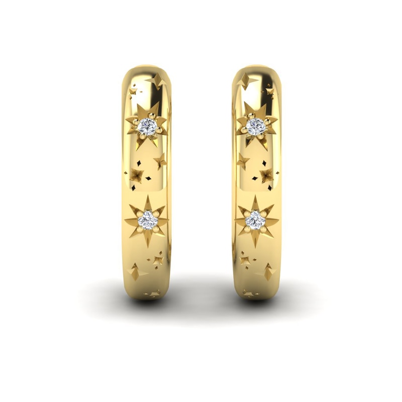Main Image 2 of KLEORA AURORA Modern Electrum™ Diamond Star Burst Hoop Earrings