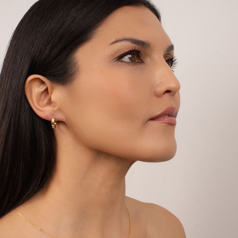 Main Image 4 of KLEORA AURORA Modern Electrum™ Diamond Star Burst Hoop Earrings