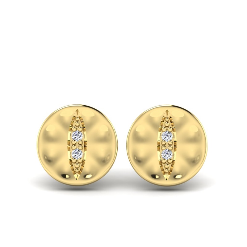 Main Image 2 of KLEORA IRIS Modern Electrum™ Diamond Cat Eye Circle Stud Earrings