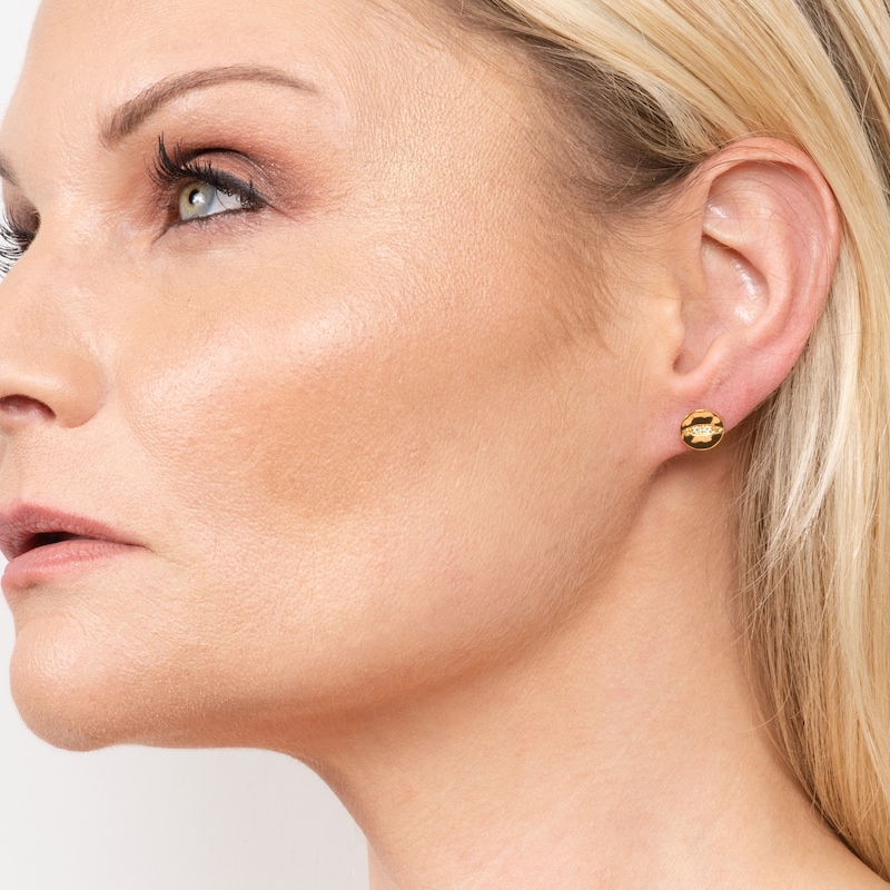 Main Image 3 of KLEORA IRIS Modern Electrum™ Diamond Cat Eye Circle Stud Earrings