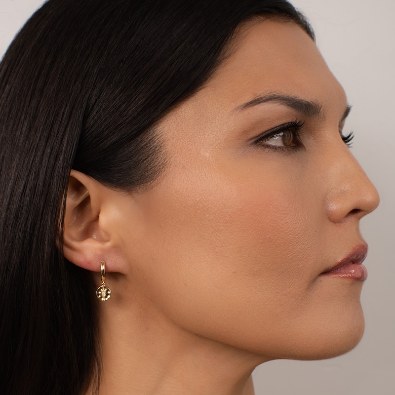 Main Image 4 of KLEORA IRIS Modern Electrum™ Diamond Cats Eye Circle Droplet Hoop Earrings