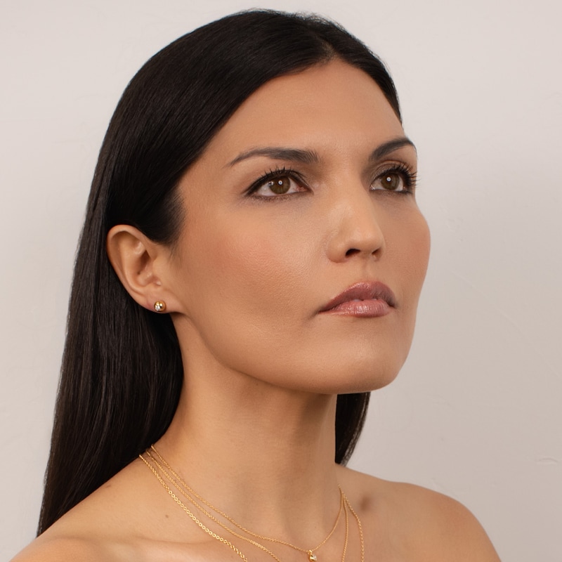 Main Image 3 of KLEORA AURORA Modern Electrum™ Miracle Plate Diamond Circle Stud Earrings