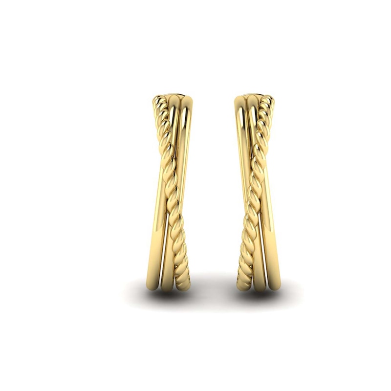 Main Image 1 of KLEORA CONTORTO Modern Electrum™ Rope & Polished Rectangular Crossover Hoop Earrings