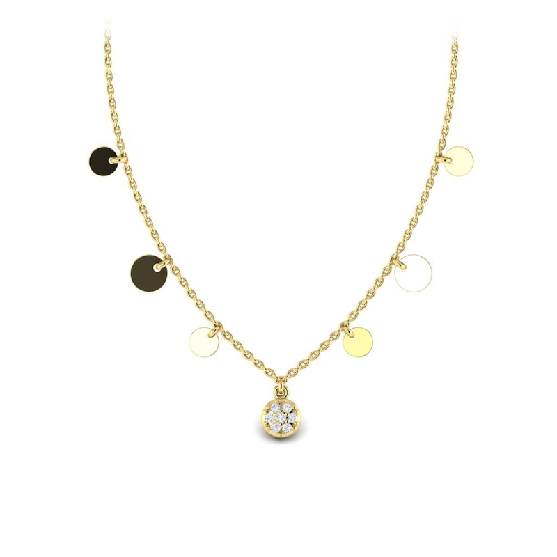 Main Image 1 of KLEORA AURORA Modern Electrum™ Diamond Disc Station Necklace