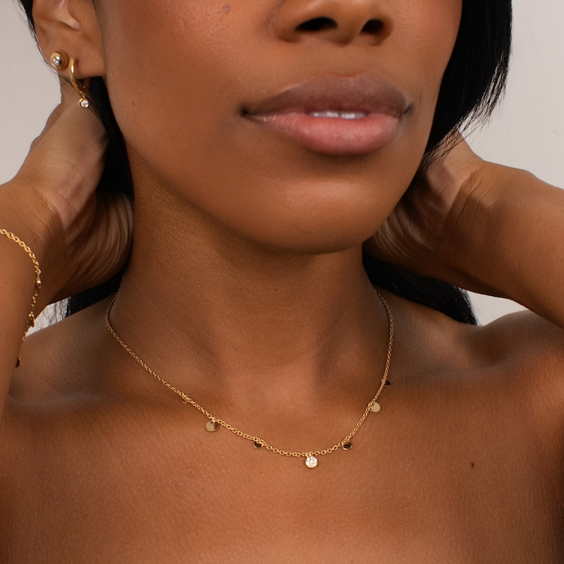 Main Image 4 of KLEORA AURORA Modern Electrum™ Diamond Disc Station Necklace