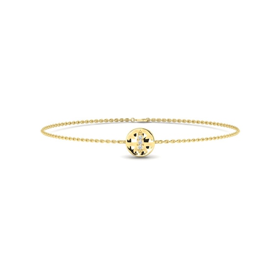 KLEORA IRIS Modern Electrum Diamond Cats Eye Circle Bracelet