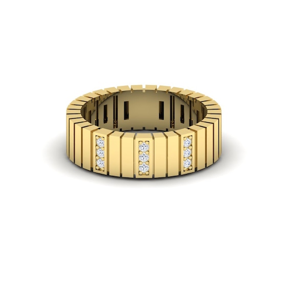 KLEORA LINEA Modern Electrum Diamond Wide Linear Ring