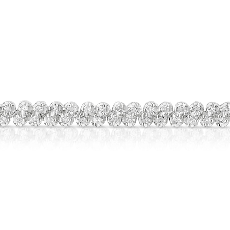 Main Image 2 of 9ct White Gold 1ct Diamond Pavé Tennis Bracelet