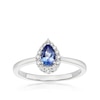 Thumbnail Image 1 of 9ct White Gold Tanzanite 0.12ct Diamond Pear Shaped Halo Ring