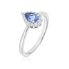 Thumbnail Image 2 of 9ct White Gold Tanzanite 0.12ct Diamond Pear Shaped Halo Ring
