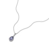 Thumbnail Image 2 of 9ct White Gold Tanzanite 0.12ct Diamond Pear Shaped Halo Pendant