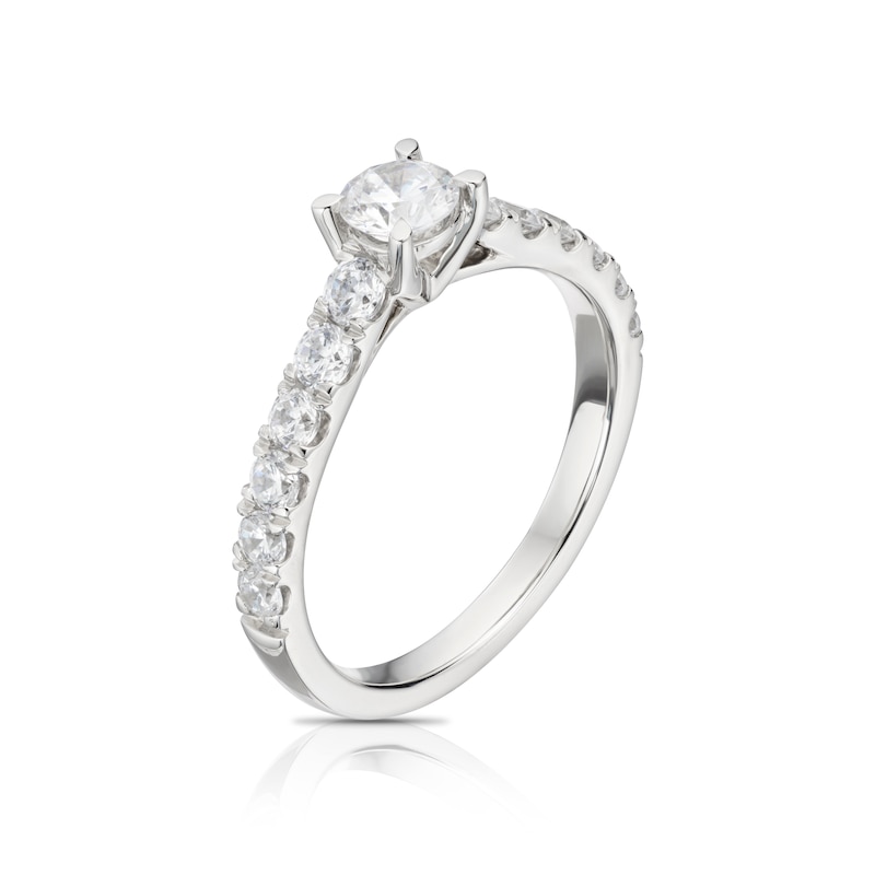 Main Image 1 of Engagement Ring The Diamond Story Platinum 1ct Total Diamond Solitaire Ring