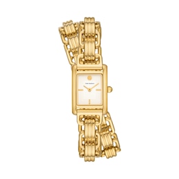 Tory Burch Mini Eleanor Women's Gold Tone Double Wrap Watch