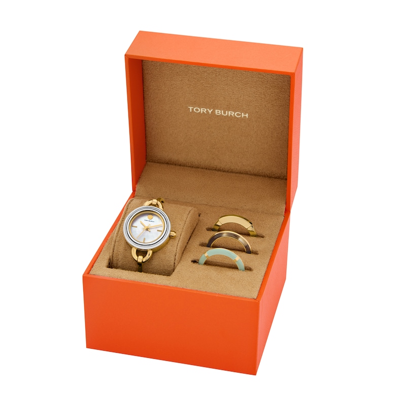 Main Image 5 of Tory Burch Miller Women's Mother Of Pearl Dial & Gold Tone Watch Gift Set