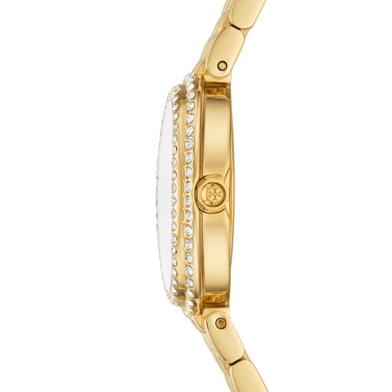 Main Image 3 of Tory Burch The Oval Stone Set Mother Of Pearl Dial & Gold Tone Watch