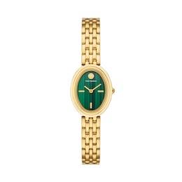 Tory Burch Oval Women's Malachite Dial & Two Tone Watch