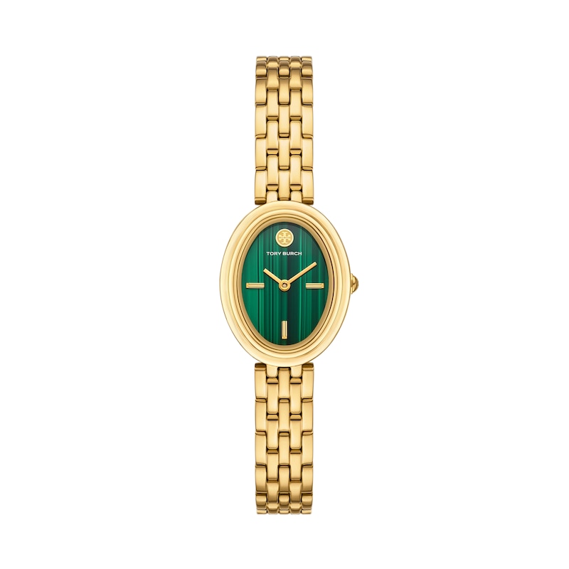 Main Image 1 of Tory Burch Oval Women's Malachite Dial & Two Tone Watch