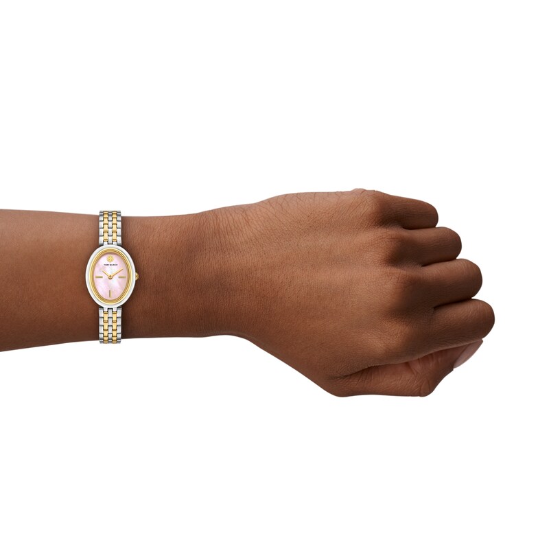 Main Image 4 of Tory Burch Oval Women's Pink Mother Of Pearl Dial & Two Tone Watch