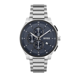 BOSS Peak 44mm Men's Chronograph Blue Dial & Stainless Steel Watch