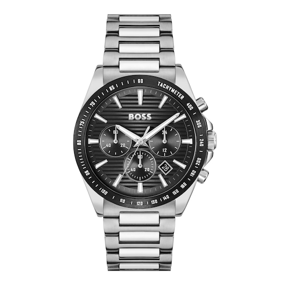 BOSS Strike 41mm Mens Chronograph Black Dial and Stainless S