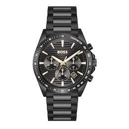BOSS Strike 41mm Men's Chronograph Black IP Bracelet Watch