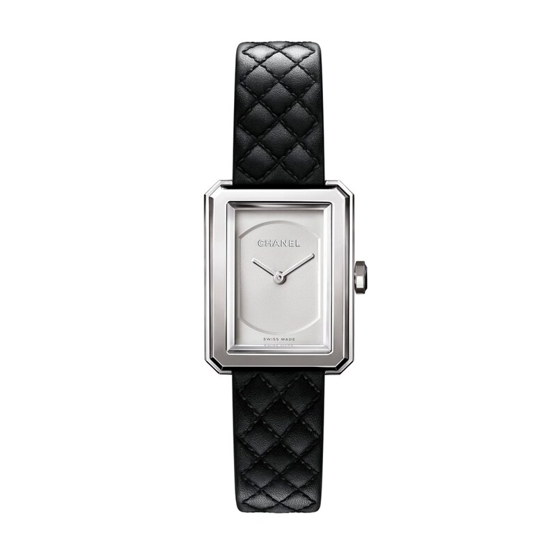 CHANEL Boy-Friend Ladies' Black Quilted Leather Strap Watch