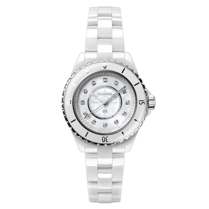 CHANEL J12 33mm Ladies' Diamond Dot White Ceramic Bracelet Watch