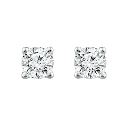 18ct White Gold 0.75ct Diamond Solitaire Screw Back Earrings