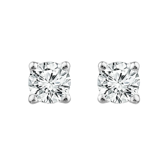 18ct White Gold 0.75ct Diamond Solitaire Screw Back Earrings