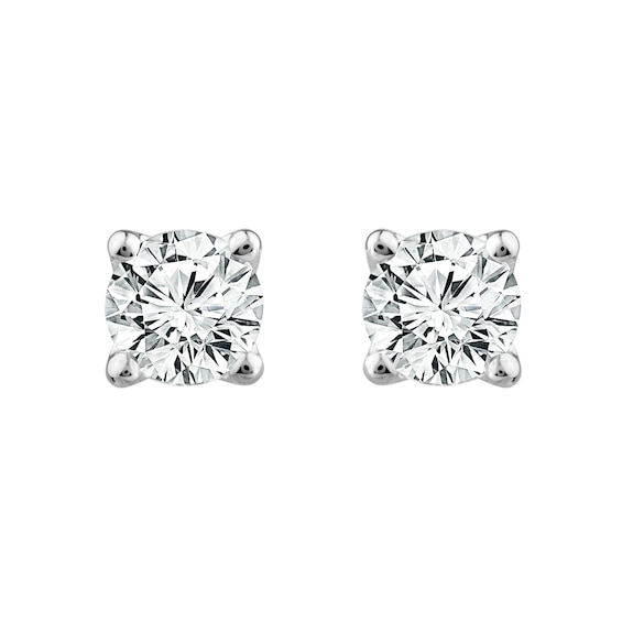 18ct White Gold 0.75ct Diamond Solitaire Screw Back Earrings