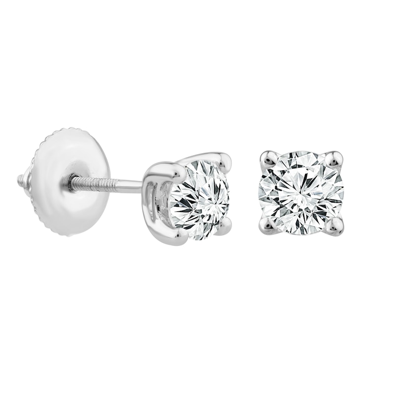 18ct White Gold 0.75ct Diamond Solitaire Screw Back Earrings