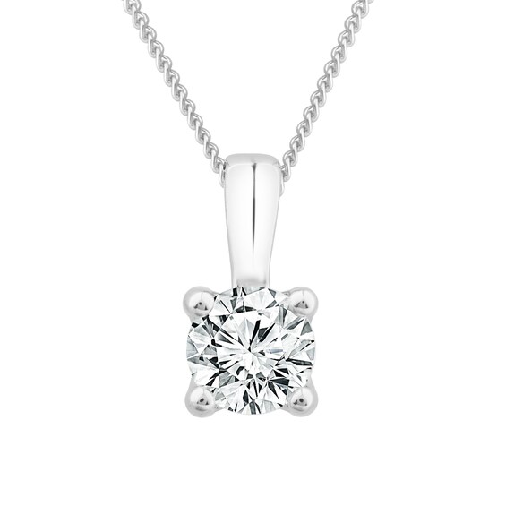 9ct White Gold 0.33ct Diamond Solitaire Pendant 18 Necklace