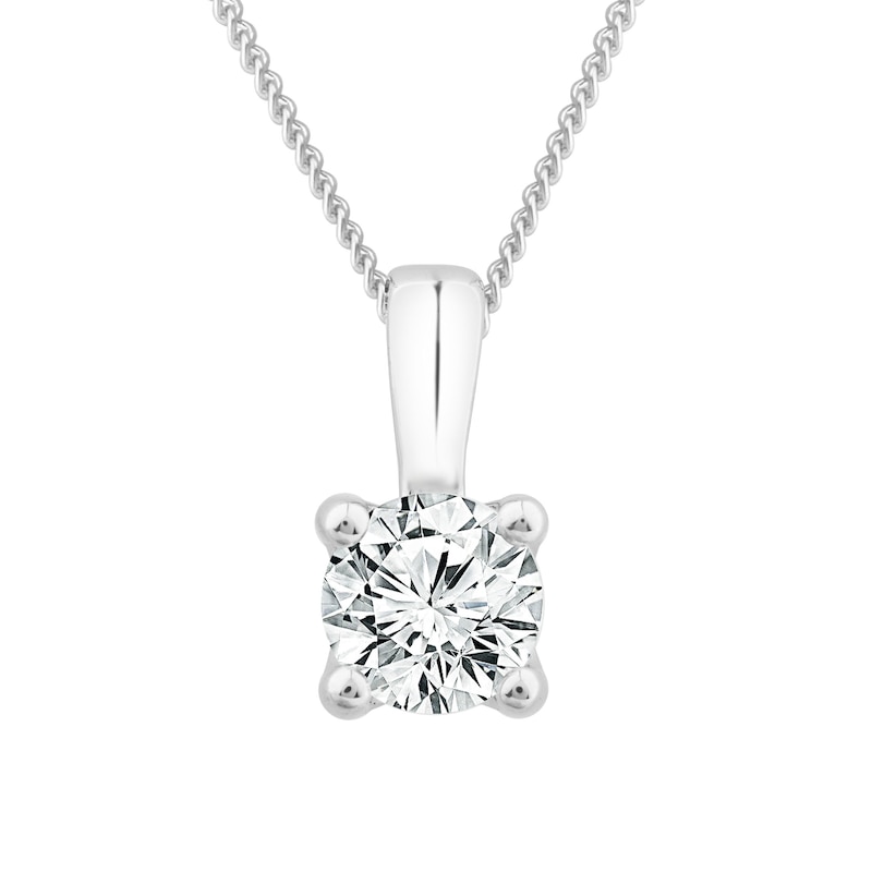 9ct White Gold 0.33ct Diamond Solitaire Pendant 18 Inch Necklace