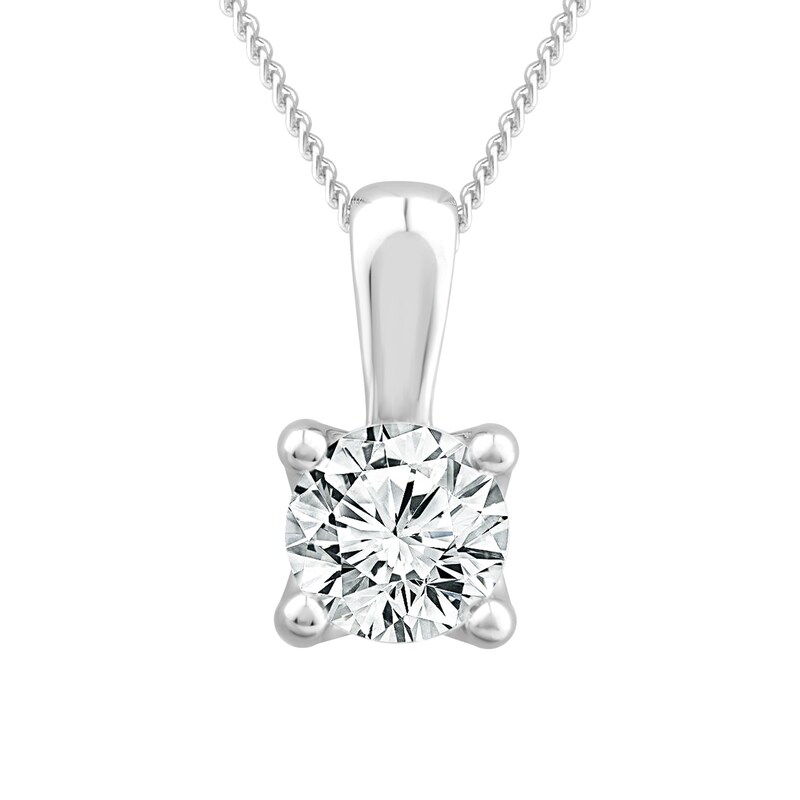 18ct White Gold 0.75ct Diamond Solitaire Adjustable Pendant