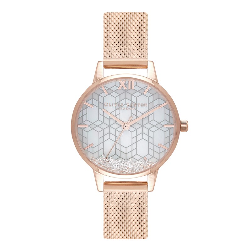 Olivia Burton Ice Queen Rose Gold-Tone Mesh Bracelet Watch