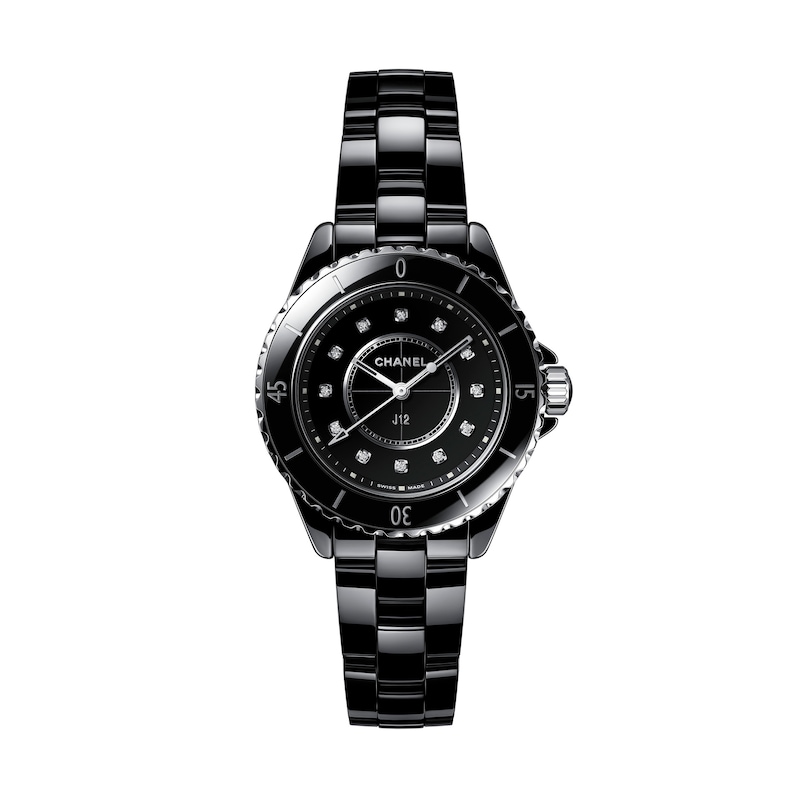 Chanel J12 Ladies' Diamond & Black Ceramic Bracelet Watch