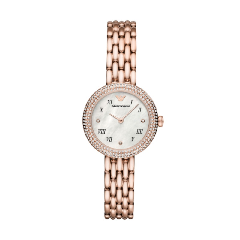 Main Image 1 of Emporio Armani Crystal Ladies MOP Dial Rose Gold Tone Bracelet Watch