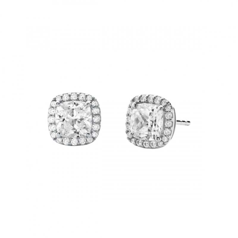 Michael Kors Brilliance Silver Cushion Cut Stud Earrings