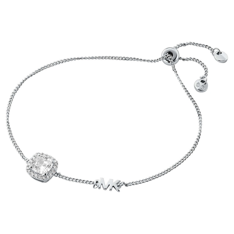 Michael Kors Brilliance Sterling Silver 7 Inch Cushion Cut Slider Bracelet